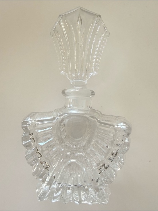 Other - Vintage Art Deco Pressed Glass Clear Perfume Bottle With Fan Style Stopper
